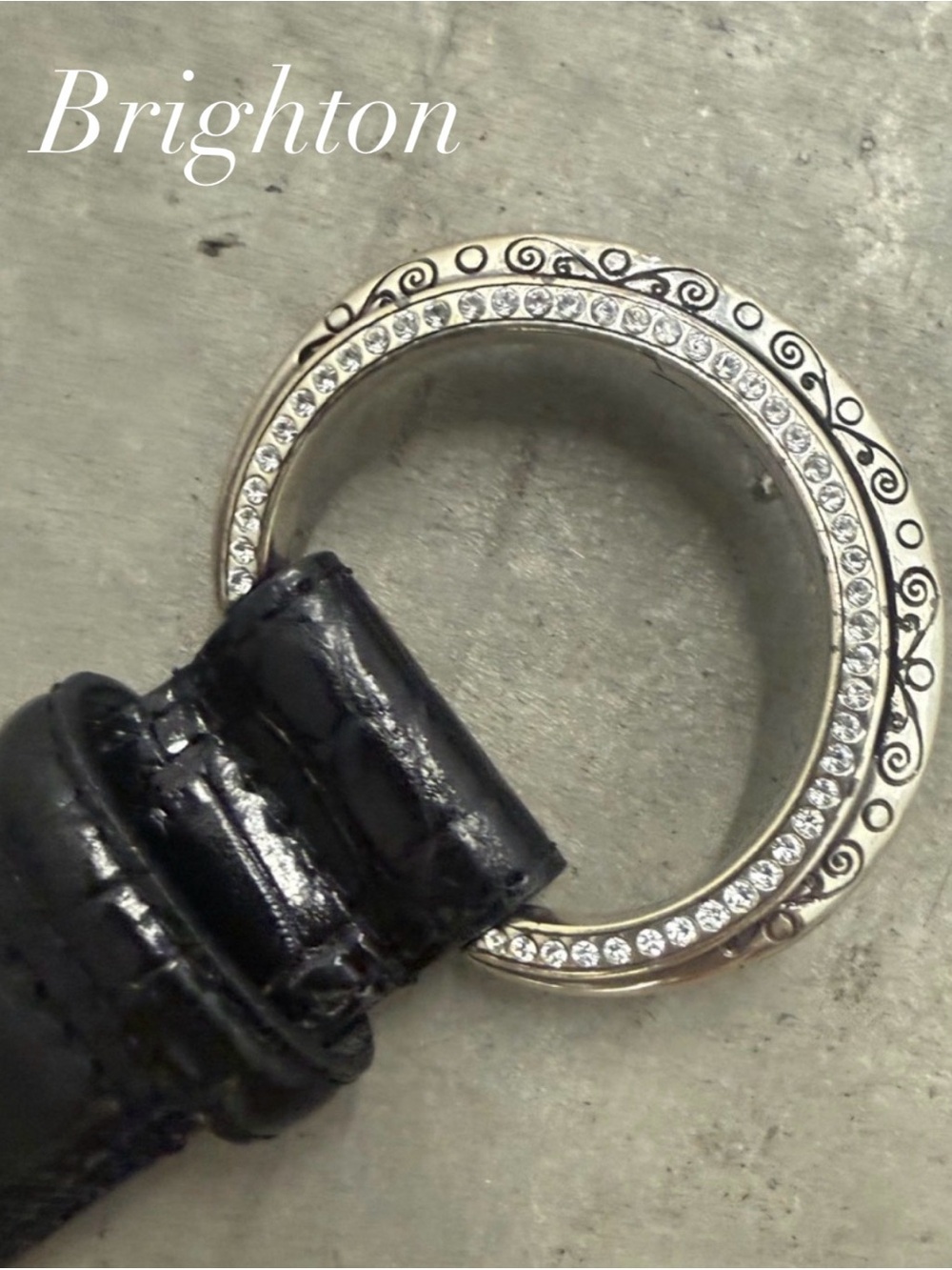 Brighton Woman’s Belt - Black with Silverplate Buckle with Rhinestone Accents